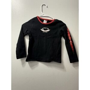 Y2K Tommy girl jeans long sleeve top with Flame Sleeve Girls 6x Motorcycle Shirt
